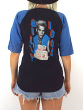 Load image into Gallery viewer, Vintage 80s Black and Blue Billy Idol White Wedding Baseball Tee Size Medium
