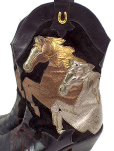 Vintage Metallic Horse Design Cowboy Boots -- Size 7