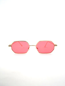 Spring Fling Colorful Tinted Wire Frame Sunglasses Hot Pink