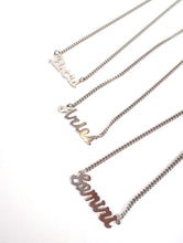 Load image into Gallery viewer, Silver Tone Cursive Zodiac Nameplate Necklace - Pisces, Aries, Gemini