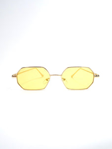 Spring Fling Colorful Tinted Hexagon Wire Frame Sunglasses Yellow