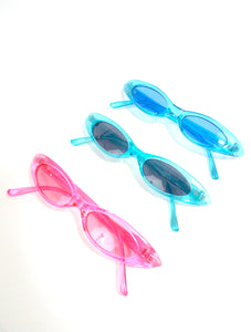 90s Baby Skinny Translucent Oval Shaped Sunglasses