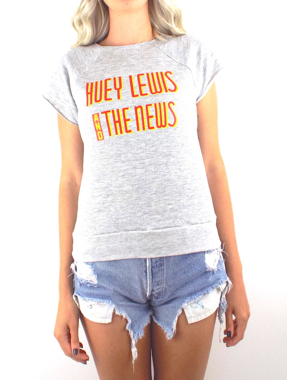 Vintage 80s Huey Lewis and the News Grey Sleeveless Sweatshirt