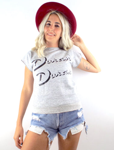 Vintage 80s Duran Duran Grey Sleeveless Sweatshirt Size Small