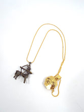 Load image into Gallery viewer, Vintage 70s Faux Gold and Bronze Zodiac Charm Necklace - Sagittarius