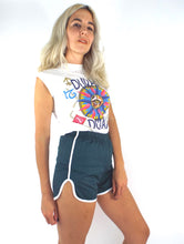 Load image into Gallery viewer, Copy of Vintage 70s High-Waisted Dark Green and White Gym Shorts -- Size Extra Small/Small