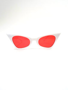 Donna Cat Eye Sunglasses - White and Red