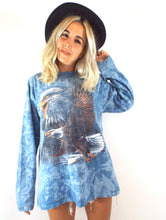 Load image into Gallery viewer, Vintage 90s Blue Long Sleeve Tie Dye Eagle Tee