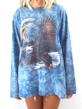 Load image into Gallery viewer, Vintage 90s Blue Long Sleeve Tie Dye Eagle Tee