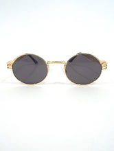Load image into Gallery viewer, Nomi 90s Faux Gold Round Sunglasses