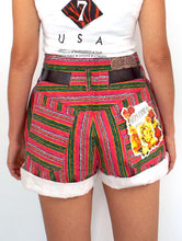 Load image into Gallery viewer, Vintage Colorful Striped High-Waist Roll Cuff Shorts -- Size 29/30