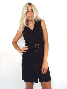 Business Bitch Vintage 90s Black Belted Dress - Size Small