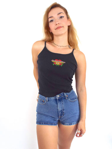 Vintage 90s Heart and Rose Design Harley-Davidson Spaghetti Strap Tank