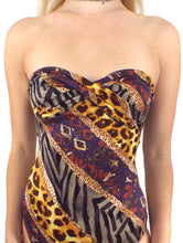 Load image into Gallery viewer, Vintage 80s Strapless Animal Print Swimsuit
