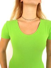 Load image into Gallery viewer, Vintage 90s Textured Short Sleeve Lime Green Bodysuit