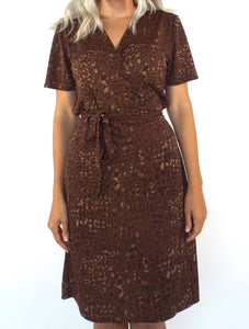 Vintage 90s Brown Snake Print Wrap Dress