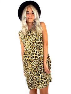 Vintage 90s Flowy Leopard Print Shift Dress