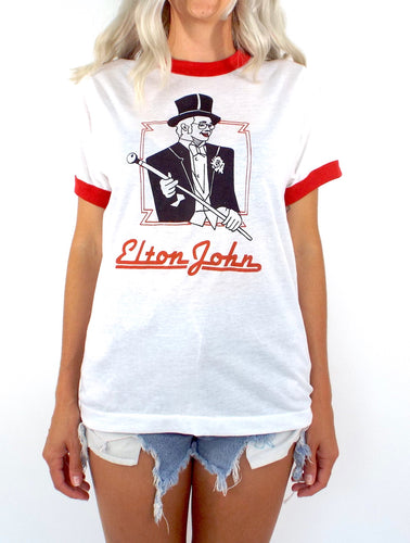 Vintage 70s Red and White Elton John Ringer Tee