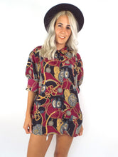 Load image into Gallery viewer, Vintage Oversized Baroque Print Button Down Blouse