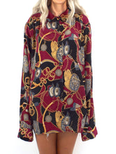 Load image into Gallery viewer, Vintage Oversized Baroque Print Button Down Blouse