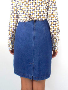 Vintage 90s High-Waist Denim Pencil Skirt-- Size 28