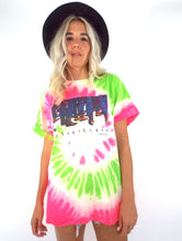 Load image into Gallery viewer,  Vintage 80s Neon Pink and Green Tie Dye Dallas, Texas Tee