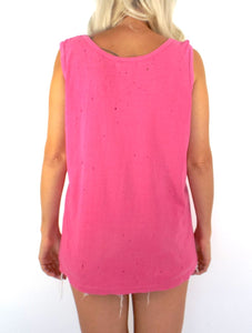 Vintage 80s Pink Distressed Vieques, Puerto Rico Tank