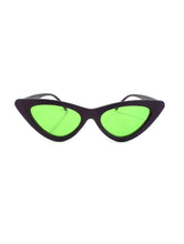 Load image into Gallery viewer, Cruella Skinny Cat Eye Sunglasses - Matte Black and Green