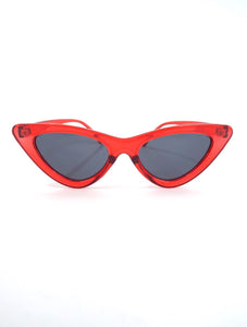 Cruella Skinny Cat Eye Sunglasses - Translucent Red