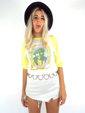 Load image into Gallery viewer, Vintage 1976 Bruce Springsteen Yellow and White Baseball Tee