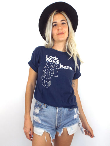 Vintage 70s Distressed Navy Blue Lock Stock & Barrel Tee
