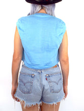 Load image into Gallery viewer, Vintage 80s Harley-Davidson Baby Blue Eagle Cropped Muscle Tee