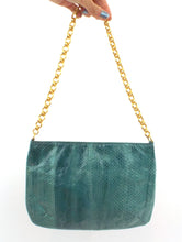 Load image into Gallery viewer, Vintage 80s Green Snakeskin Evening Purse