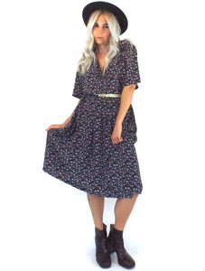 Vintage 90s Purple Chiffon Floral Print Midi Dress Total Recall Vintage Vintage 90s Purple Chiffon Floral Print Midi Dress Total Recall Vintage