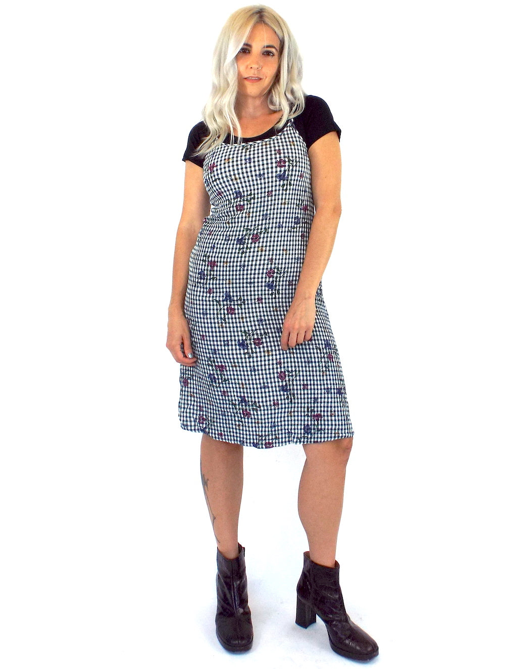 Vintage 90s Gingham and Floral Print Tank Dress Total Recall Vintage Vintage 90s Gingham and Floral Print Tank Dress Total Recall Vintage