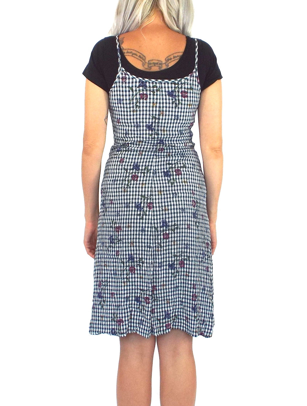 Vintage 90s Gingham and Floral Print Tank Dress – Total Recall Vintage