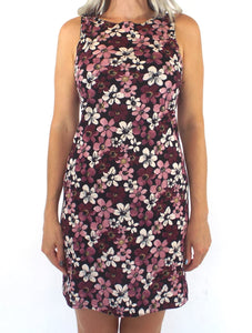Vintage 90s Pink and Purple Floral Print Mini Dress Size Small