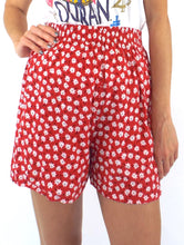 Load image into Gallery viewer, Vintage 90s High-Waisted Red Floral Print Soft Shorts