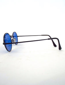 Vintage 90s Round Blue Tinted Sunglasses