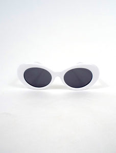 Grunge Goddess White Round Sunglasses