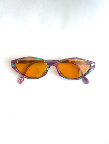 Vintage Colorful Orange Tint Oval Sunglasses