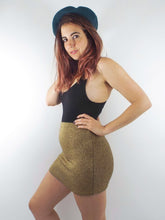 Load image into Gallery viewer, Dancing Queen Vintage High Waisted Metallic Gold Knit Mini-Skirt Size Small