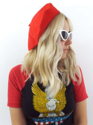 vintage red wool beret