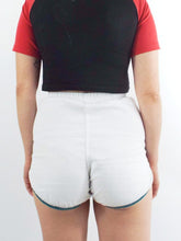 Load image into Gallery viewer, Vintage 70s High-Waisted Green and White Gym Shorts