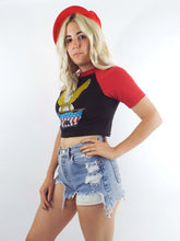 Load image into Gallery viewer, Vintage Deadstock 70s Washington DC Red and Black Cropped Eagle Ringer Tee - Size Extra Small/Small