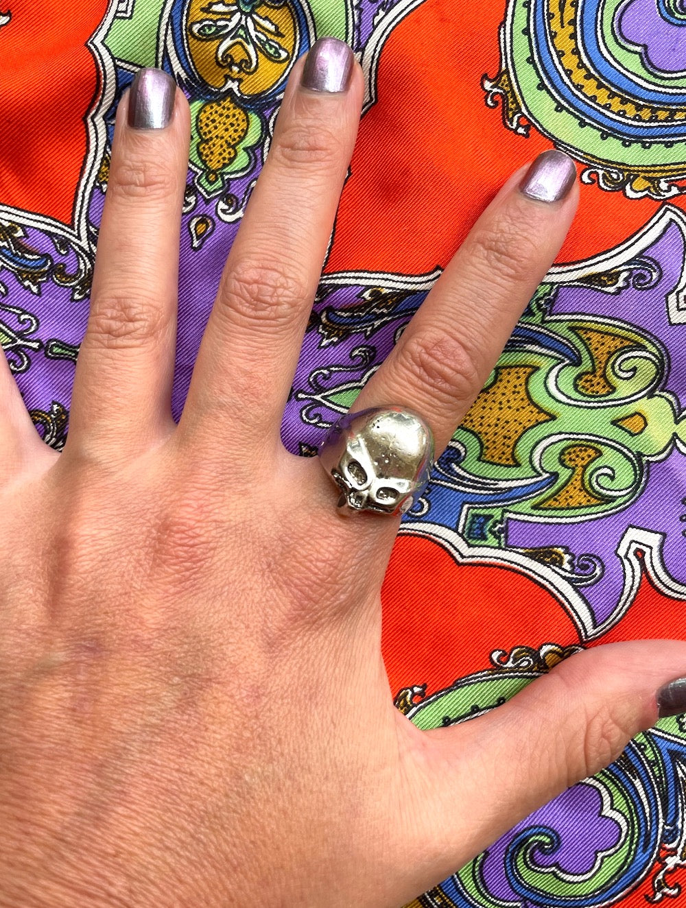 Unisex Vintage 90s Faux Silver Alien Skull Ring – Total Recall Vintage