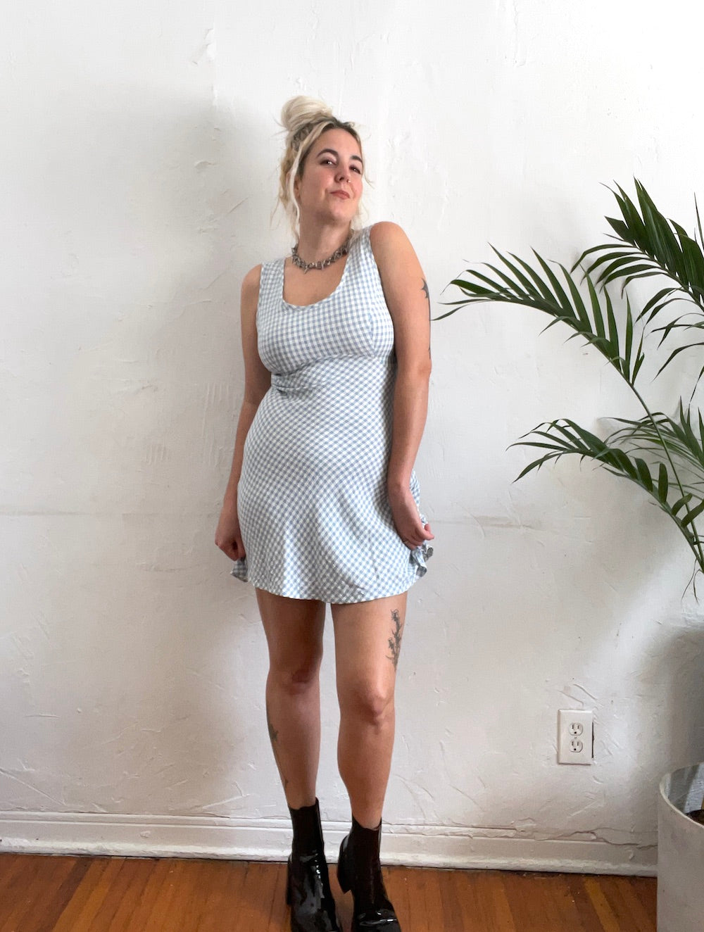 Vintage 90s Baby Blue and White Gingham Print Mini Dress – Total Recall  Vintage
