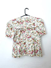 Load image into Gallery viewer, Vintage 80s Cabbage Rose Print Peplum Top