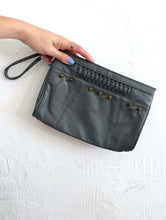 Load image into Gallery viewer, Vintage 80s Spiked Grey Faux Leather Clutch