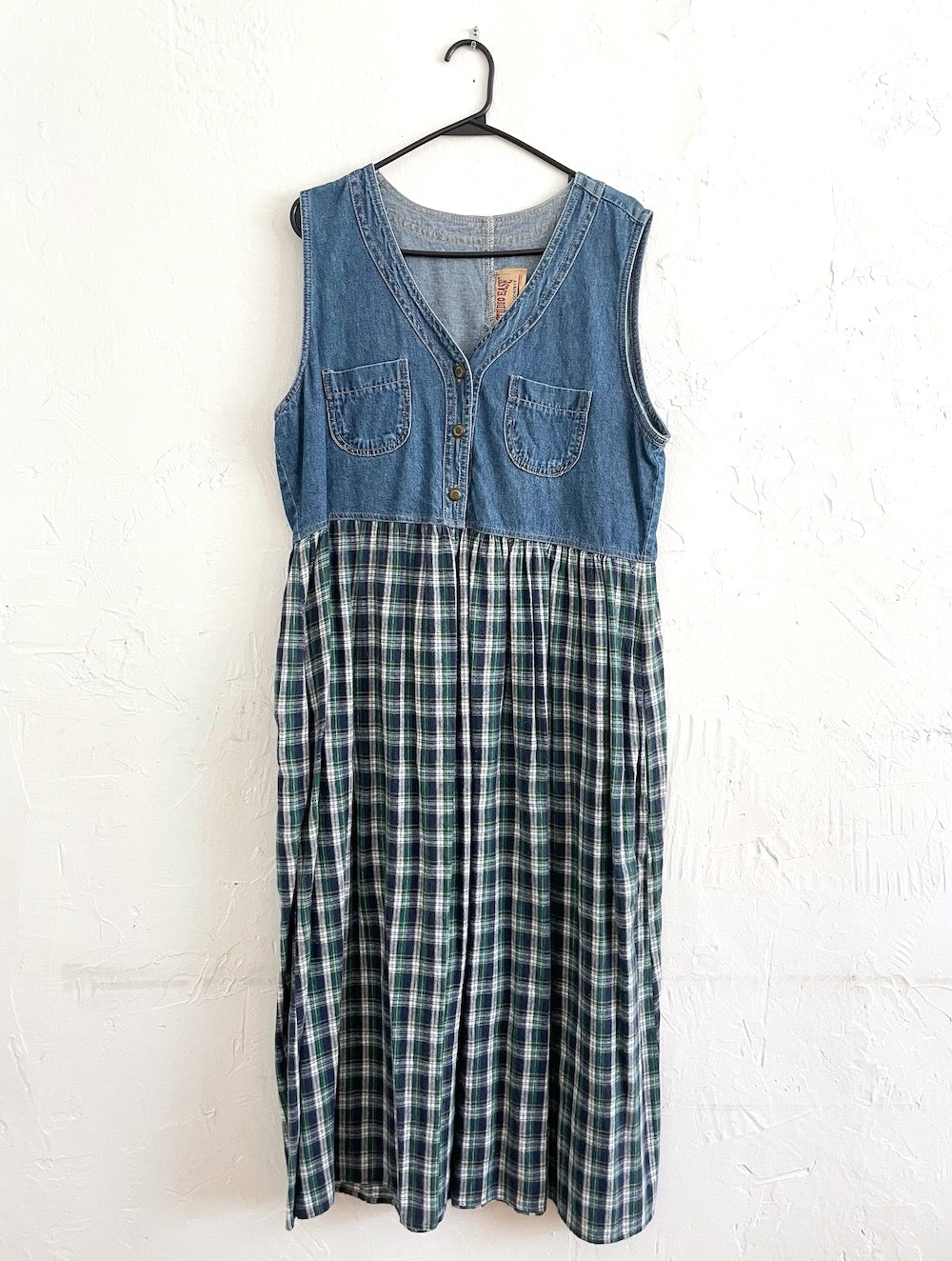 Vintage 90s Denim and Flannel Plaid Maxi Dress Vintage 90s Denim and Flannel Plaid Maxi Dress